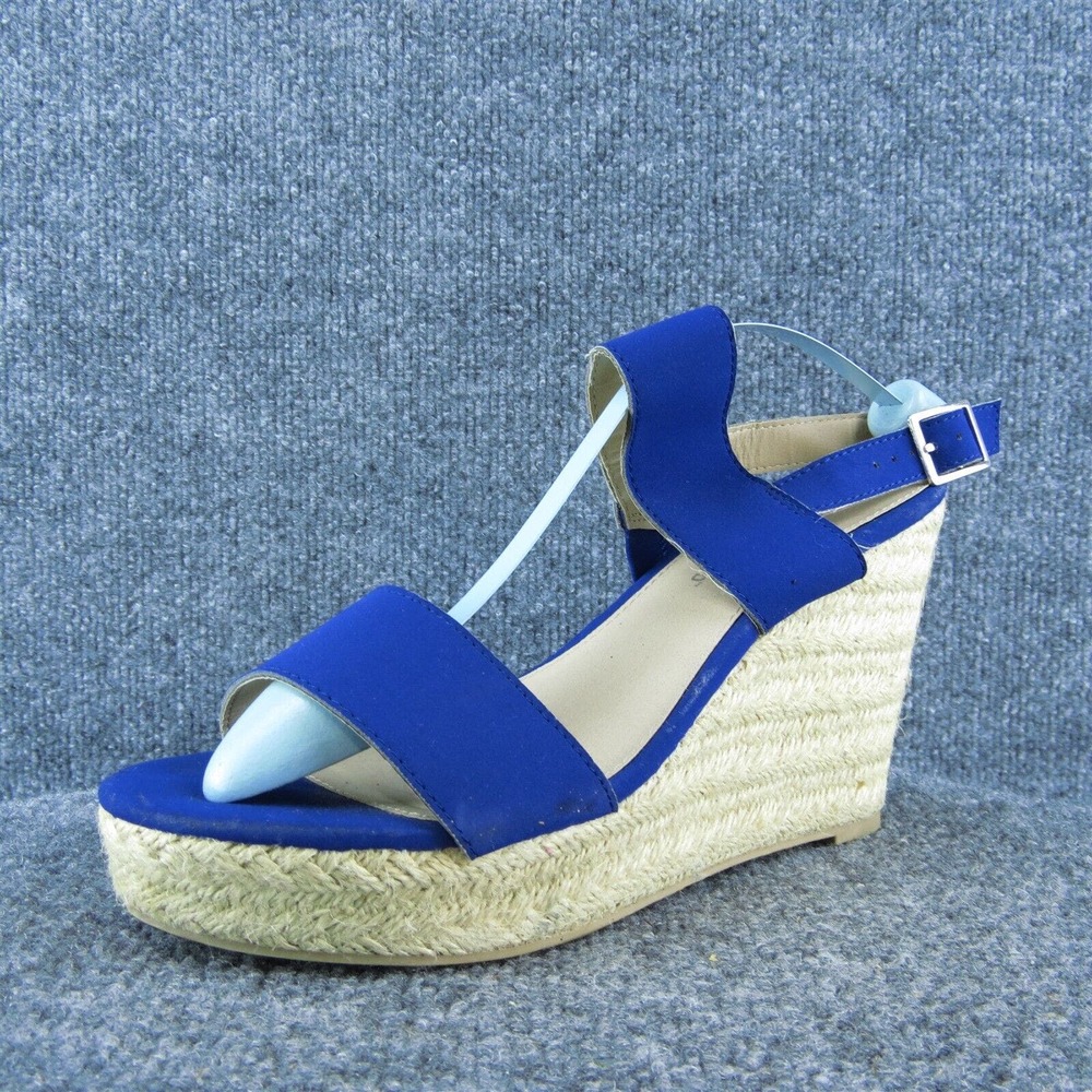 Montego Bay Club Women Ankle‎ Strap Sandal Shoes Blue Synthetic Size 8.5 Medium